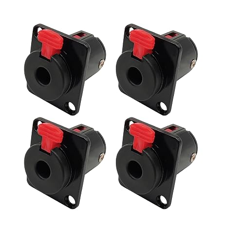 6.35mm Stereo Female Panel Mount Locking Style D Series Connector TRS 1/4 Mono Input Jack Socket Adapter for Guitar 4pcs
