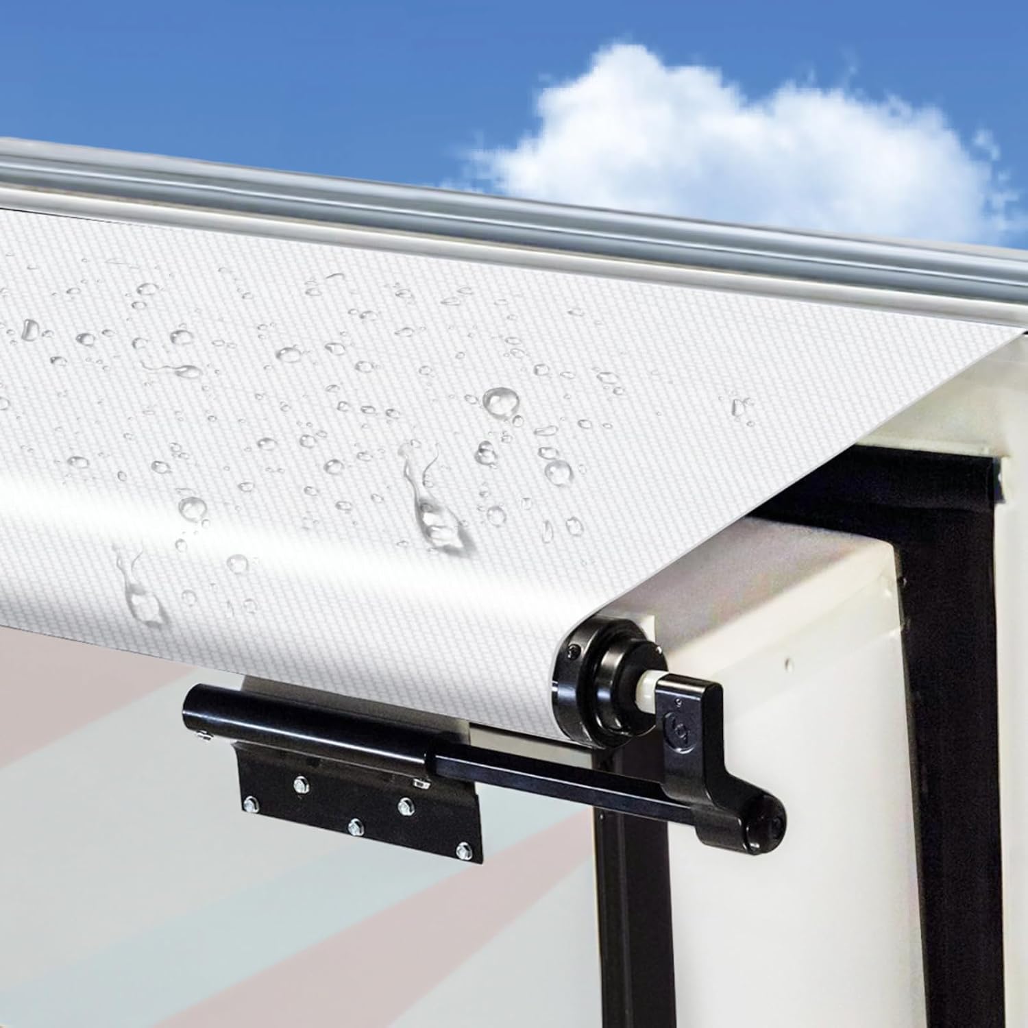 RV Slide Out Awning Fabric Replacement - Universal and Weather Resistant Slide Topper Canopy for 5th Wheel RVs, Motorhomes, and Trailers 250 Fabric Only, White