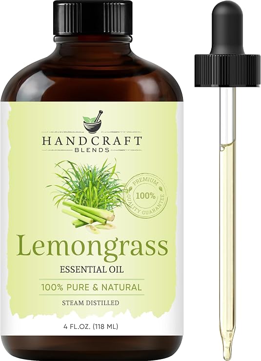 Handcraft Blends Lemongrass Essential Oil Huge 4 Fl Oz 100% Pure and Natural Premium Grade Essential Oil for Diffuser and Aromatherapy, Skin, Massage, Candle and Soap Making Fragrance