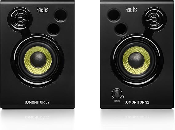 Hercules DJMonitor 32 – Compact 2-Way Active DJ Monitors with 3.5” Speakers for Studio and DJ