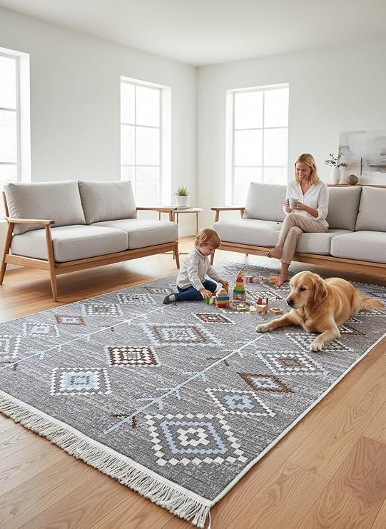 Rug Double Sided Usable Machine Washable 1. Quality Cotton Woven Rug (80*150cm)