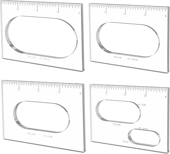 Elliptical Router Template for Woodworking Oval Router Jig Template Inlay Template Set Decorative Templates(4 pcs Oval Inlay Templates)