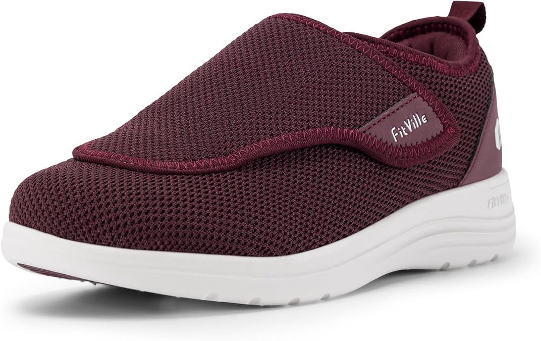FitVille Diabetic Shoes for Women Extra Wide Walking Shoes Slip-On Orthopedic Shoes with Adjustable Strap for Swollen Feet Neuropathy - EasyTop Wings V2