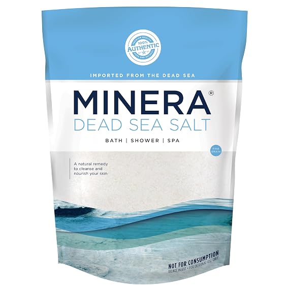 Minera Fine Grain Dead Sea Salt for Bath & Foot Soaks 5 lbs, Fast-Dissolving, 100% Pure and Natural, Unscented, Skin-Softening Sea Salt
