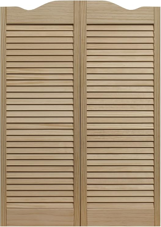 LTL Home Products 858642 Dixieland Louvered Cafe Interior Swing Wood Door, 36" x 42", Unfinished Pine