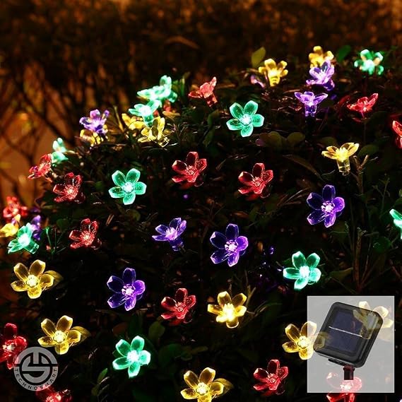 TechnoSmart 30 Ledli Solar Çiçekli RGB Bayçe Aydınlatma Dekorasyon Güneş Enerjili