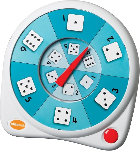 AbleNet All-Turn-It Spinner - Includes a Dice Overlay Set, Activities Including Board Games - Switch Adapted Toys for Special Needs - Play with Games