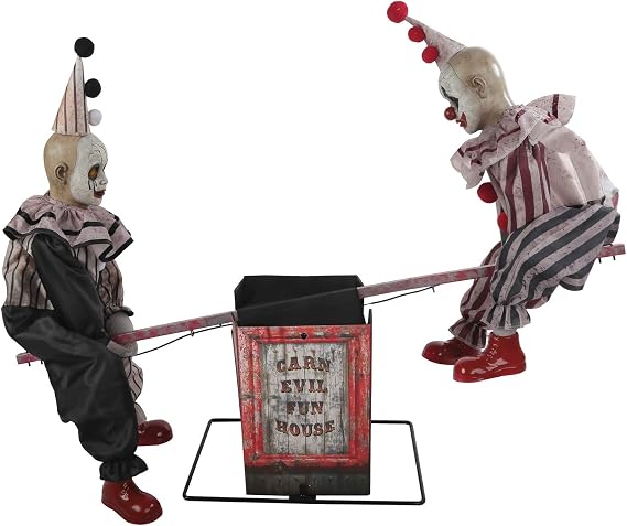 Morris Costumes Animated See-Saw Clowns Prop | 36"H x 48"W x 13"D, Infra-Red Sensor, Step-Here Pad Included, Volume Control, Chilling Tune Plays