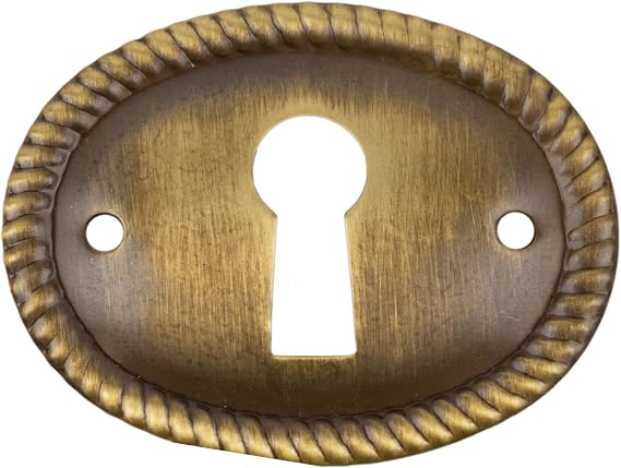 Oval Antique Brass Decorative Keyhole Cover | 1-1/8" H x 1-1/2" W | Keyhole Escutcheon Plate for Cabinet Door, Dresser Drawers, Desk | Antique, Modern Furniture Hardware | UA-249-AB