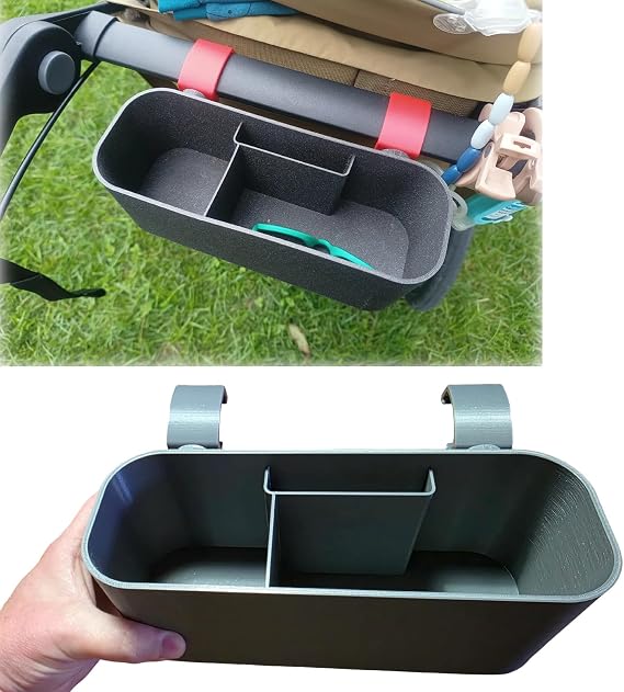 Stroller Organizer with Phone Holder for Thule Urban Glide 2 - Universal Handlebar Mount Accessory for Jogging Strollers, Multi-Pocket Storage for Water Bottle, Keys, Pacifier & Essentials, Black