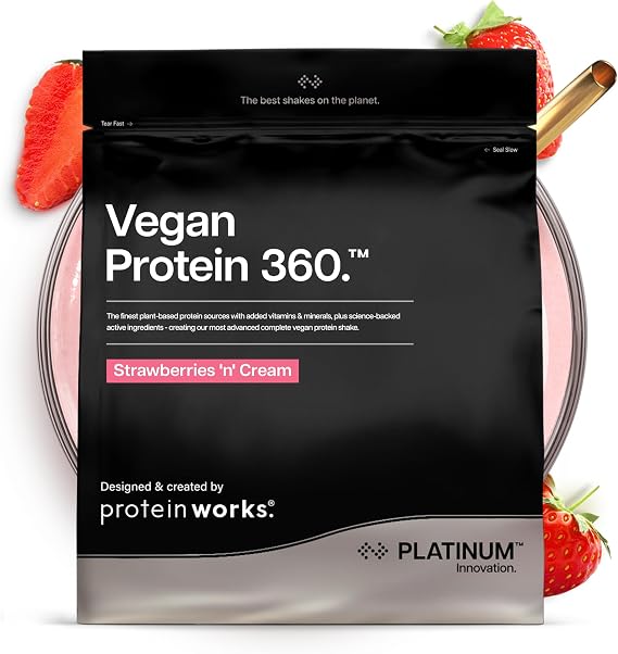 Protein Works | Vegan Protein 360 - Platinum, Strawberries & Cream, 1kg