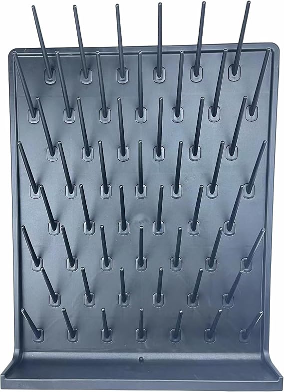Lab Drying Rack, Black, 52 Pegs, PP