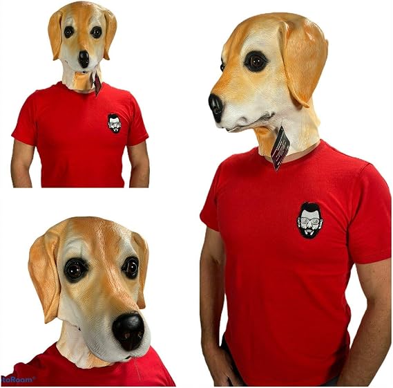 Rubber Johnnies Johnniesfx, GOLDEN LABRADOR MASK, Latex MASK, BEIGE, One Size, Animal MASKS, Farm, DOG, Halloween MASKS, Fancy Dress, CANINE, Dress Up, Adult