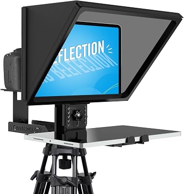 12 in Liftable Teleprompter WAdjustable Tempered Optical Glass - Made of Full Metal Supports DSLR, DV Camcorder Shooting