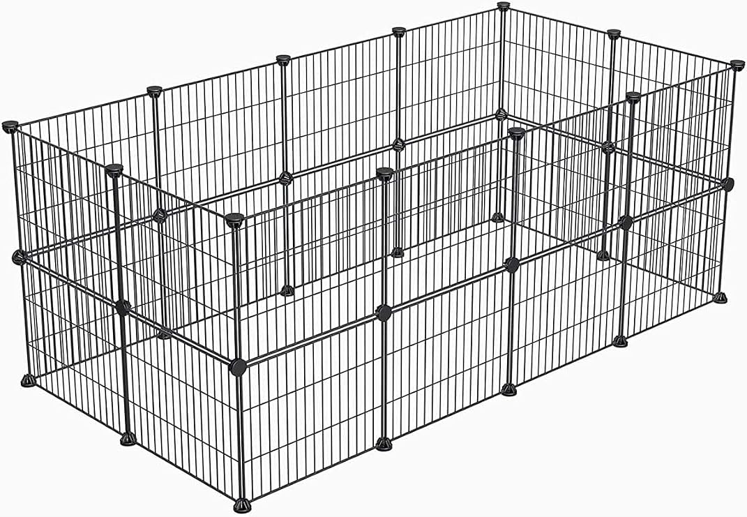 24 Panel Küçük Hayvan Kedi Köpek Kuş Evi Kafesi Oyun Parkı Portatif Modüler Taşınabilir Metal Tel