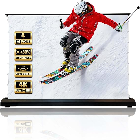 72" VJ-MWhite Motorized Floor-Rising Projection Screen 4K/8K UHD