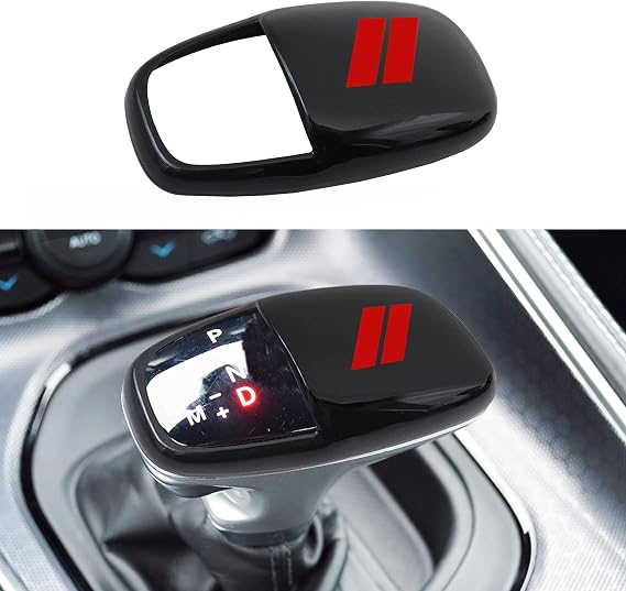 Gear Shift Knob Head Cover for Dodge Charger Accessories 2015-2023 Challenger 2015-2024 Durango 2016-2025 2026 ABS Interior Shell Insert Decoration Protector Gear Shifter Cover (Red Trim)