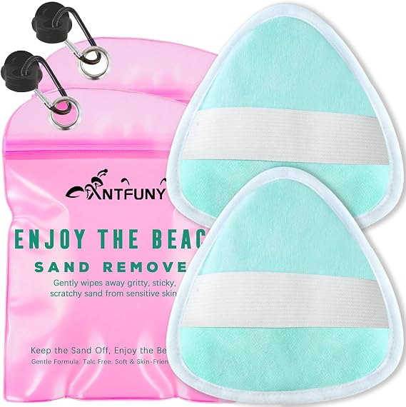 2 Packs Sand Remover for Beach Sandproof Cleaner Eraser Wipe Off Mitt Duster Brush Cup Holder Game Toy Cruise Ship Accessorie Summer Vacation Must Have Trip Essential Honeymoon Gift for Family Women