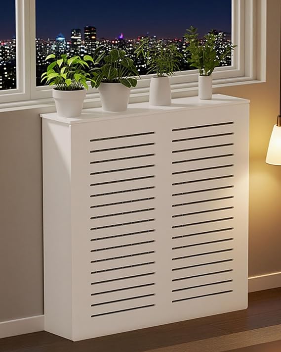 Heater Radiator Covers for Home, Wall Heater Cover Shelf Radiator Decoration, Heater Heating Side Stand Cabinet Radiator Cover for Home Living Room Bedroom, White(27.6" Lx5.9 Dx23.6 H)