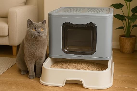 XXL Çift Filtreli Çekmeceli Katlanabilir Kedi Tuvaleti
