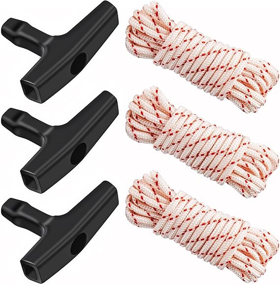 3 Pack, 10 ft x 9/64" (3.5mm) Pull Cord Rope with Handle
