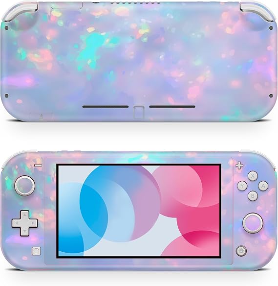 ZOOMHITSKINS Skin Compatible with Switch Lite, Pink Blue Gemstone Crystal Rainbow Pattern, Durable 3M Vinyl Decal Wrap, Bubble-Free, Made in USA