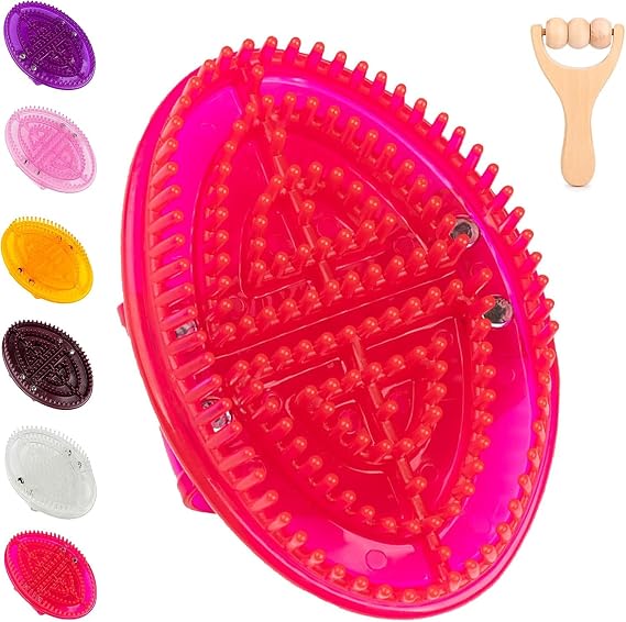 Beauty Salon Professional Custom Meridian Brush, Capricorn Meridian Massage Brush, Meridians Massage Brush, Full Body Relaxation Comb (B-Rose red)