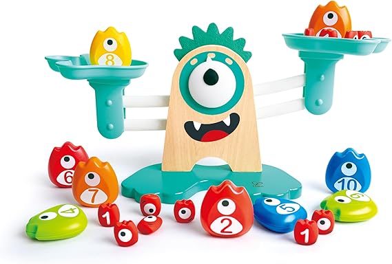 Hape Math Monster Scale Toy| 22 PCs Cute Counting Math Toy| STEM Educational Learning Counting Math Games for Preschool
