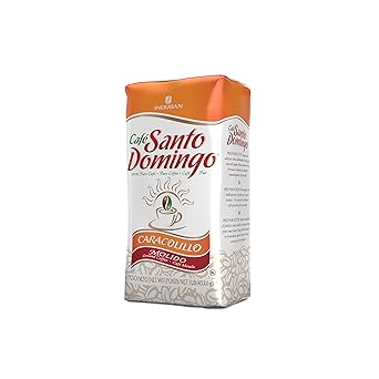 Cafe Santo Domingo Caracolillo, 16 oz Bag, Ground Peaberry Coffee, Medium Roast - Product from the Dominican Republic Pack of 1