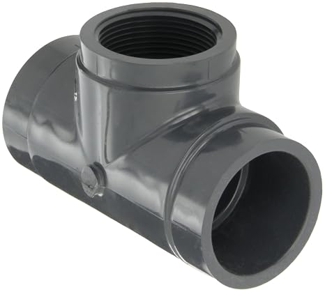 PVC Pipe Fitting, Tee, Schedule 80, Gray, 1/2" NPT Female x Slip Socket