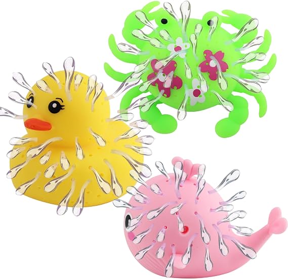 3 PCS Octopus Water Balls Pool Toys for Kids,Sensory Stress Relief Floating Pool Beach Bath Toy Water Bomb Splash Balls Holloween Christmas Goodie Bag Fillers Party Favors (1Crab+1Duck+1Whale)