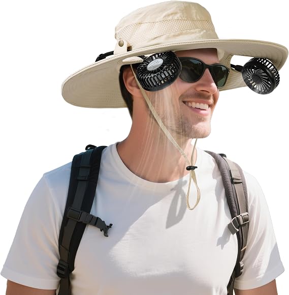 AMACOOL Bucket Hat Fan Pro, Gifts for Father Dad Husband, Fishing Essentials for Women Men, Camping Hiking Beach Gardening