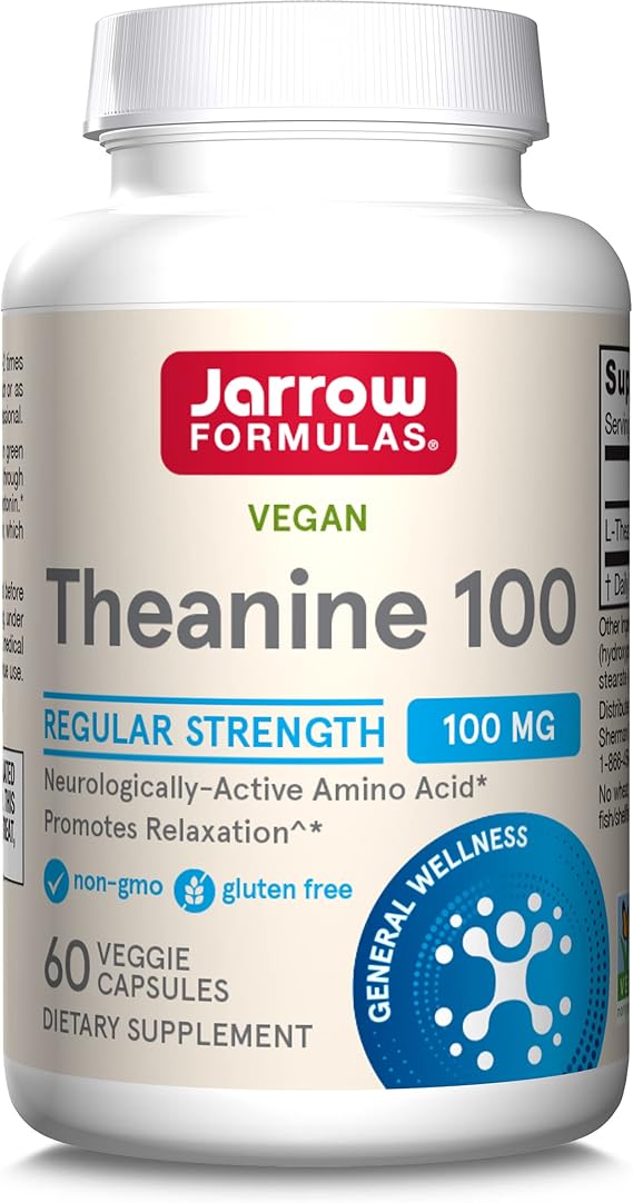 Jarrow Theanine Supplement 100 mg, Dietary Supplement, 60 Capsules