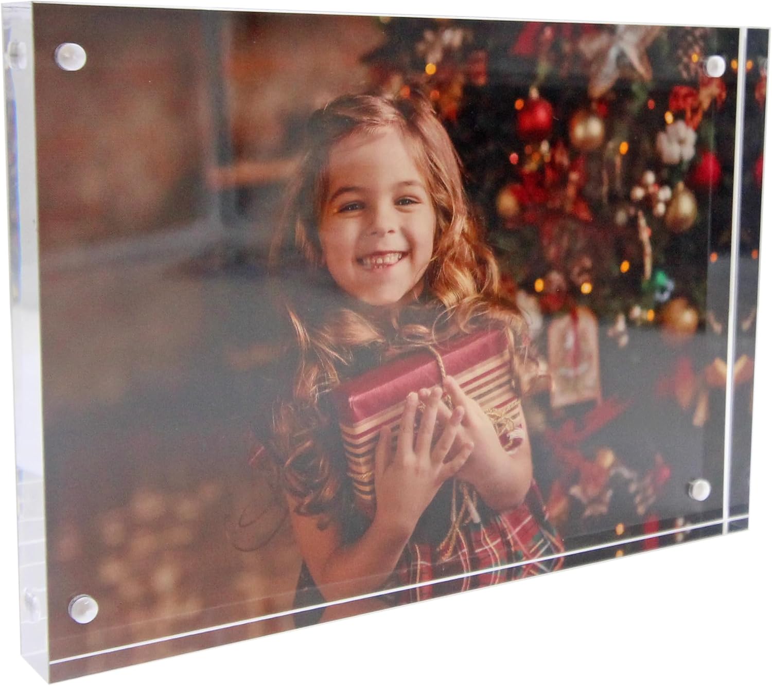 Acrylic Photo Frame 13 x 18 cm 5 x 7 inch - Single Sided Picture Frame with Magnetic, Clear Frameless Desktop Photo Block - Ideal Gifts for Art, Prints or Photos
