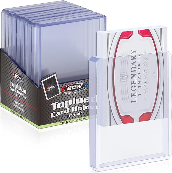 BCW 240 Pt Thick Card Topload Holders for Relic and Patch Cards, 10 Count