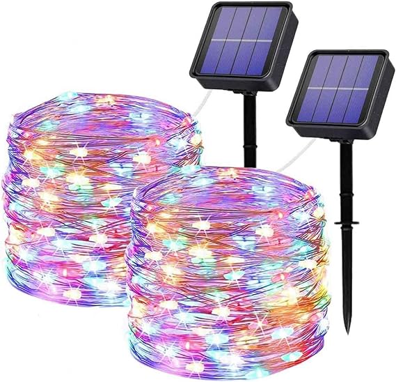 Solar String Lights Outdoor, 2-Pack 80FT 200 LED, Waterproof Copper Wire 8 Modes Solar Fairy Lights for Garden Patio Tree Christmas Party Wedding