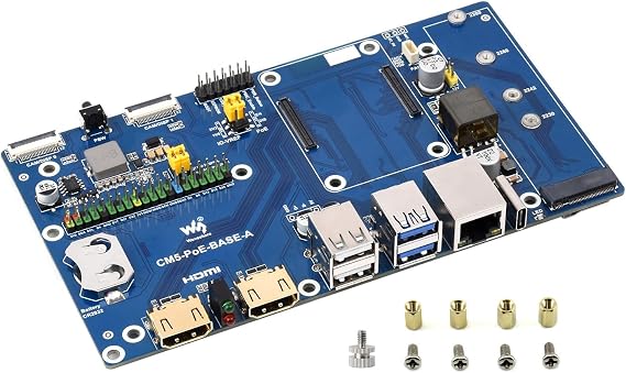 Waveshare Compute Module 5 IO Board, compatible with all variations of Raspberry Pi CM5, with PoE function, single board only