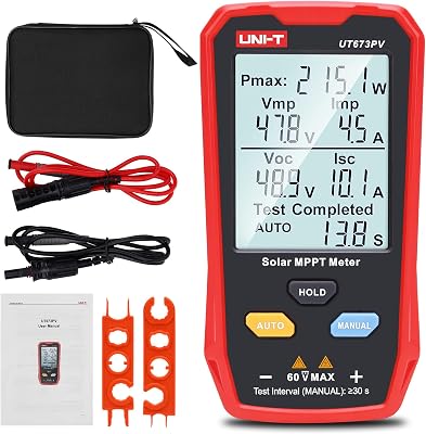 UT673PV Solar Panel Tester, 800W Photovoltaic Multimeter with MPPT, Smart Open Circuit Voltage Troubleshooting, Ultra - Clear LCD Display for Solar PV Module Testing
