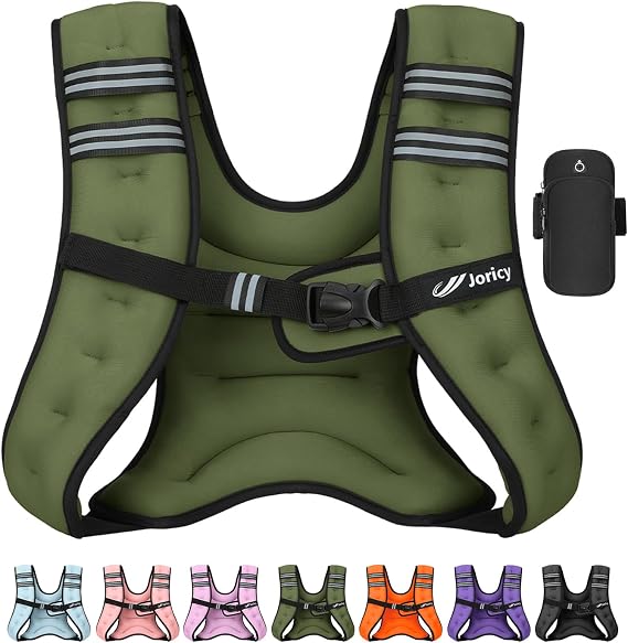 Weighted Vest Woman 5lb/8lb/10lb/12lb/15lb/20lb/25lb/30lb Weight Vest for Women Men, Rucking Vests with Reflective Stripe for Running Workout Walking Strength Training Weight Loss Fitness Weightlifting