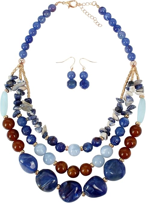 Bohemian style Multi -color Exaggerated bead Three floors necklace for Women's and girls gifts