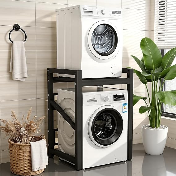 Washer Dryer Stand Stacking Kit,Adjustable Tumble Dryer Stand,Black