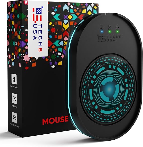 TECH8 USA Undetectable Mouse Mover Jiggler with Ambient Glow Ring and Hologram Disc for Laptops, PC, No Software, Random Movement, Designed, Patented and Trademarked in USA - 3D Hologram Alien