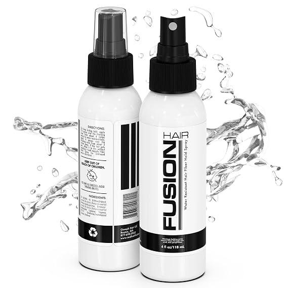 Water Resistant Hair Fiber Spray 4oz - UV Protection, Quick Dry, All Day Lasting Hold for All Scalps All Scalps