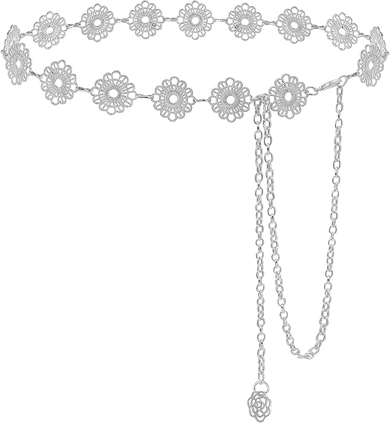 Women Waist Chain Metal Link Belt Belly Chain for Dress Jeans