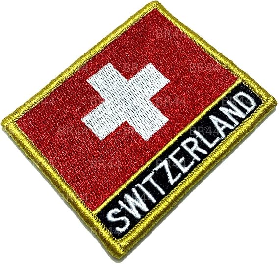 BP0141NV 01 BR44 Switzerland Flag Embroidered Patch to Uniform, Vest Biker, Kimono, Contact Closure