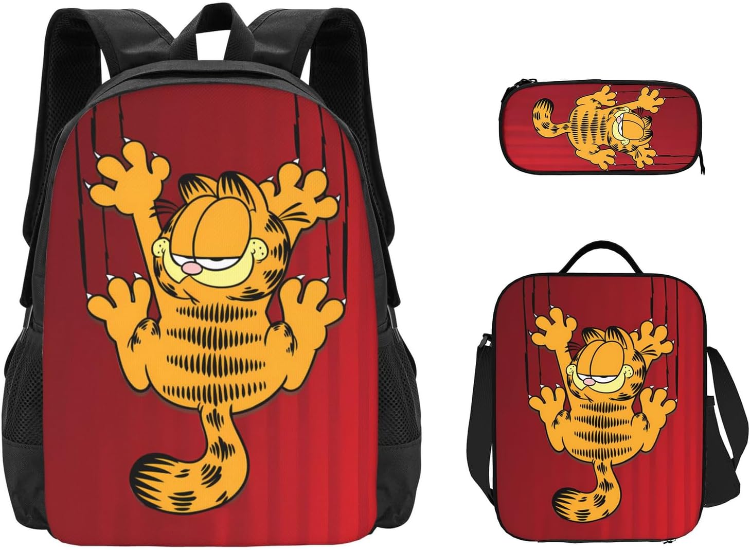 Ga-rfield Backpack Cute School Backpack Cartoon Back Pack School Book Bag Lightweight Schoolbag With Lunch Bag Box And Pencil Case For Boys Girls Gifts
