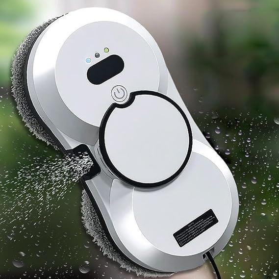 Window Cleaning Robot, 5600Pa Strong Suction Window Cleaner, 3 Window Cleaning Modes, Automatic Water Spray Window Cleaner, Edge Detection, Equipped with Remote Control and Cleaning Cloth