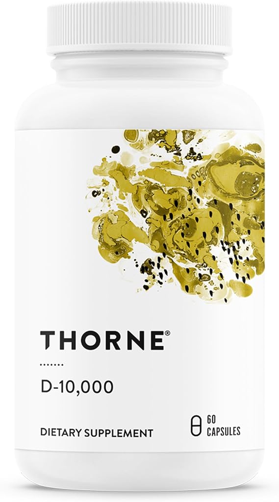 THORNE Vitamin D-10,000, Vitamin D3 Supplement, 10,000 IU, 60 Capsules | Supports Healthy Bones, Teeth & Muscles, Plus Cardiovascular & Immune Function*, Gluten & Dairy-Free, NSF Contents Certified