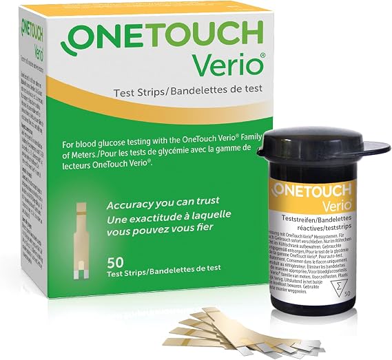 OneTouch Verio® Test Strips I 50 Tests I for Blood Glucose Monitoring with Diabetes I 1 Pack I 50 Test Strips Included