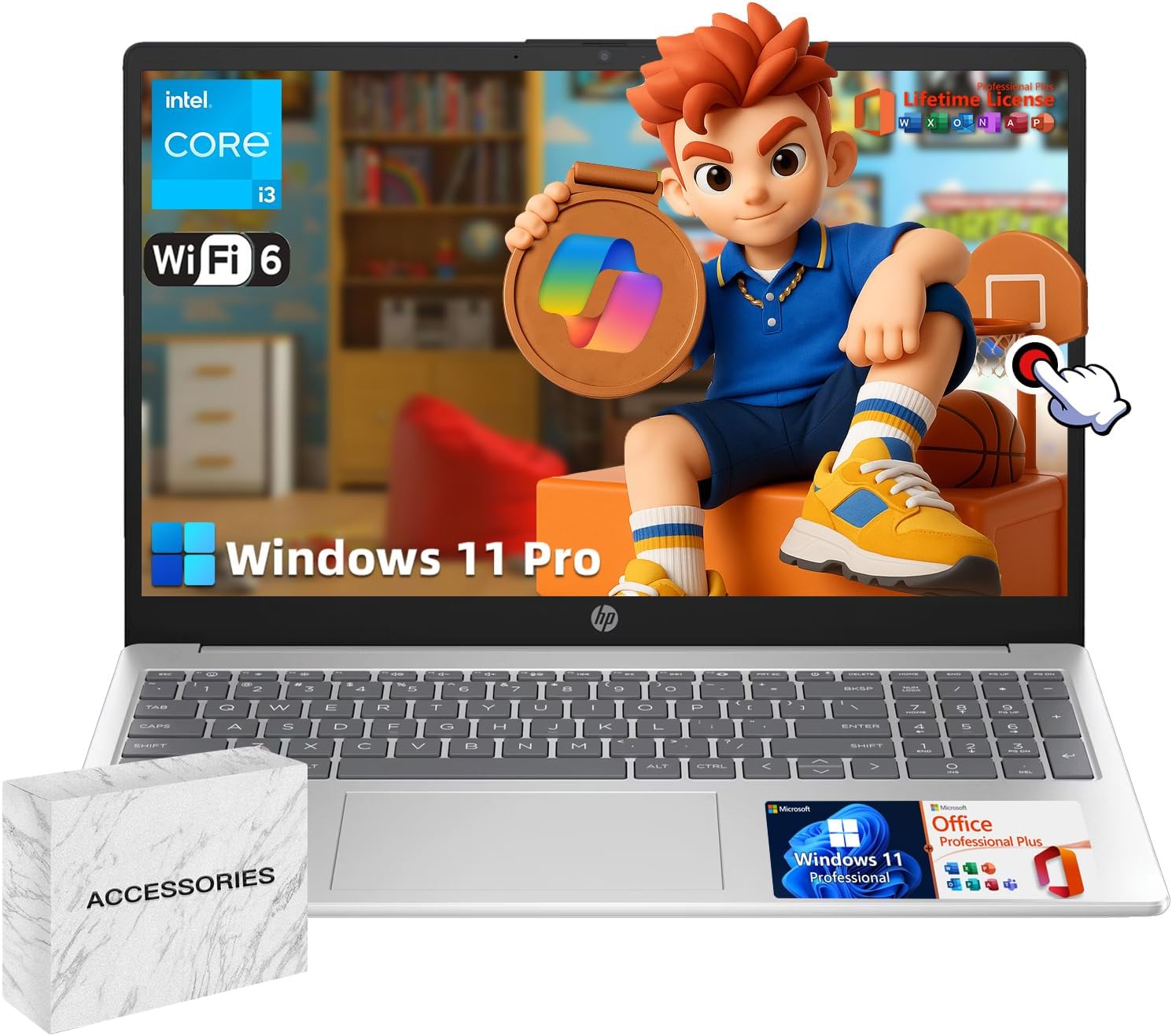 HP 15.6 Business Touchscreen Laptop Computer - wOffice Lifetime & Windows 11 Pro & DVD Drive | 15.6 HD 250 nits Touch Display | Intel i3 1315U | Wi-Fi6 | 64GB RAM • 2TB SSD